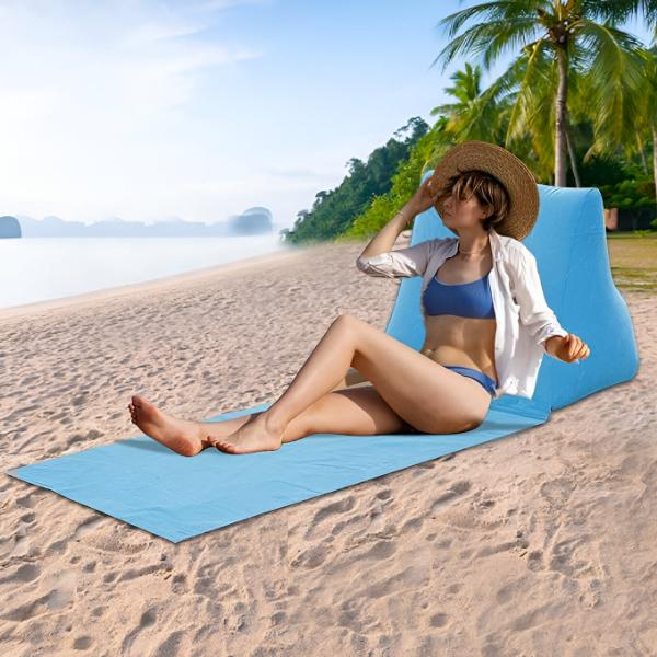 Sedia Gonfiabile Relax Con Poggiapiedi - Poltrona Pieghevole Per Interni Ed Esterni, Campeggio E Spiaggia - Foto 2