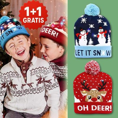 2x Cappello natalizio a maglia con luci LED | XBEANIE