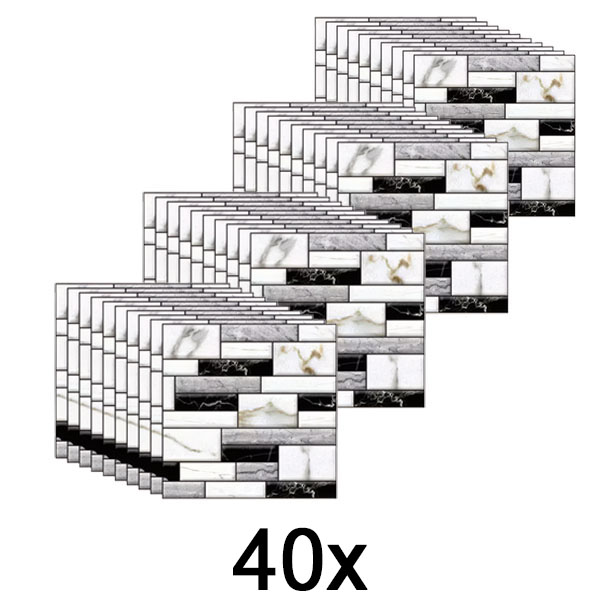 4x Adesivi murali 3D con aspetto di marmo (10 pezzi) | MARBLEBLOCKS