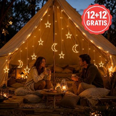 Catena luminosa da esterno con stelle e luna - 3 m, bianco caldo | STARRYSKY 12+12 GRATIS